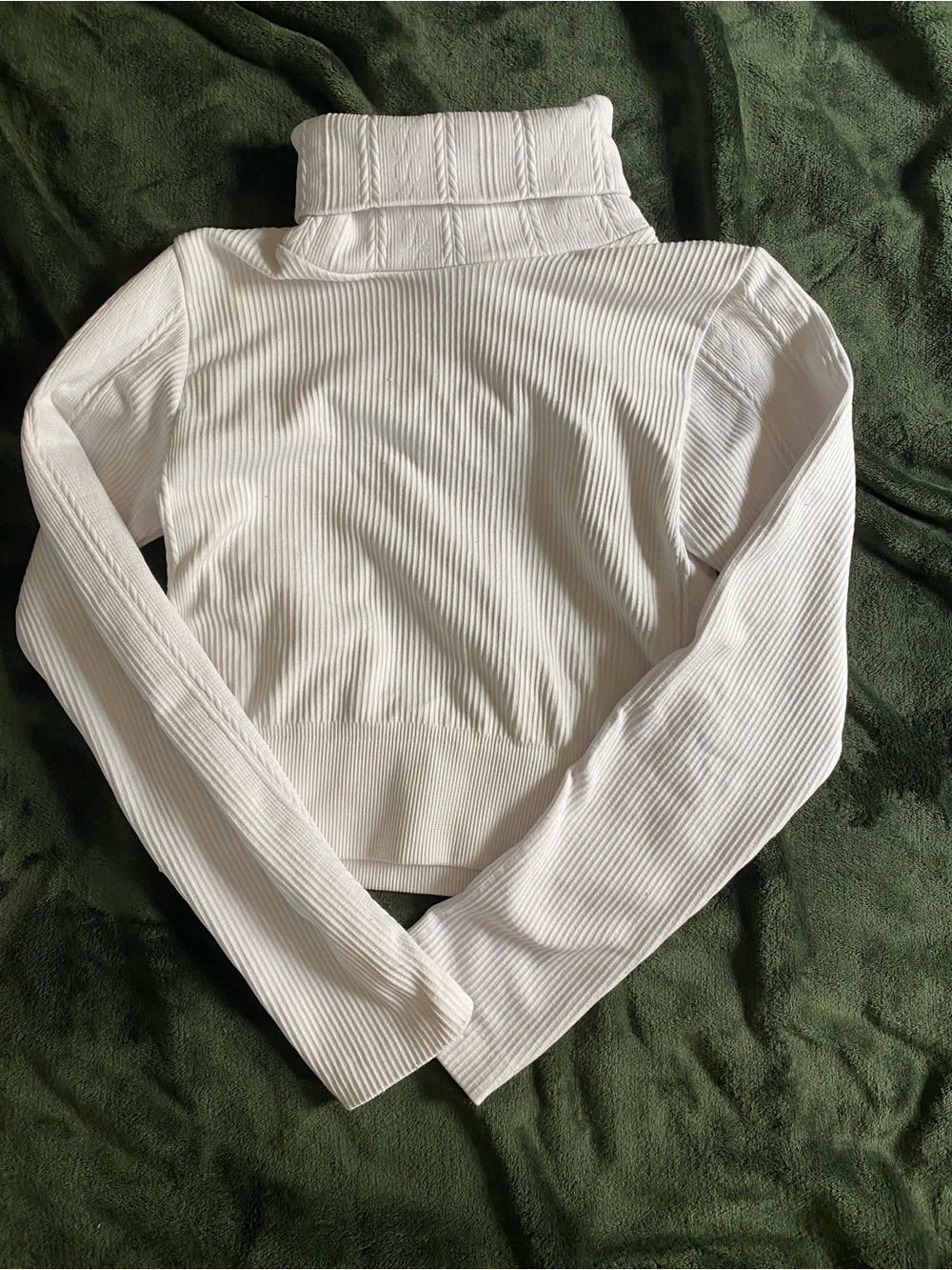 One Step Ahead White Ribbed Turtleneck Top